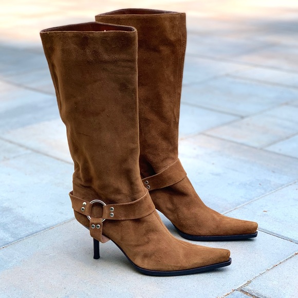 Sergio Rossi Shoes - Sergio Rossi Mid Calf Brown Suede Boot